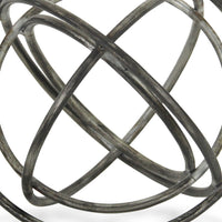 10" Gray Metal Abstract Contemporary Decorative Orb