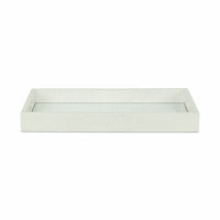 16" White Silver Rectangular Wood Handmade Tray With Handles