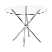 35" Silver and Glass Contemporary Round Coffee Table