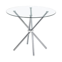 35" Silver and Glass Contemporary Round Coffee Table