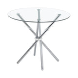 35" Silver and Glass Contemporary Round Coffee Table