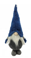 27" Blue And Gray Fabric Standing Gnome
