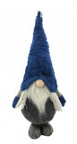 27" Blue And Gray Fabric Standing Gnome
