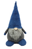 23" Blue And Gray Fabric Standing Gnome Sculpture