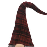 29" Red And Black Plaid Fabric Standing Gnome Sculpture