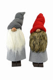 Set Of Two 19" Red And Grey Fabric Christmas Gnome