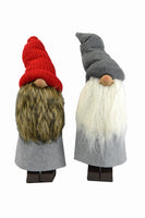Set Of Two 19" Red And Grey Fabric Christmas Gnome