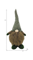 20" Green And Brown Fabric Standing Gnome Sculpture