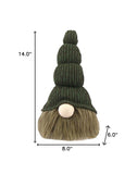 14" Green Chunky Knit Hat Fabric Sitting Gnome Sculpture