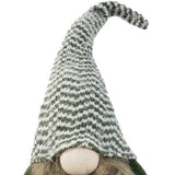 20" Green and White Chevron Hat Fabric Standing Gnome Sculpture