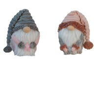 Set Of Two 11" Grey And Pink Fabric Christmas Gnome