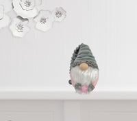 Set Of Two 11" Grey And Pink Fabric Christmas Gnome