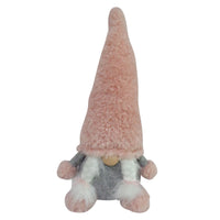 Set Of Two 14" Pink Fabric Christmas Gnome