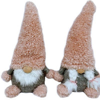 Set Of Two 14" Pink Fabric Christmas Gnome