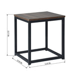 16" Black And Dark Brown Manufactured Wood And Steel Square End Table