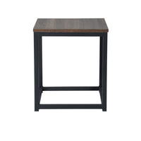 16" Black And Dark Brown Manufactured Wood And Steel Square End Table
