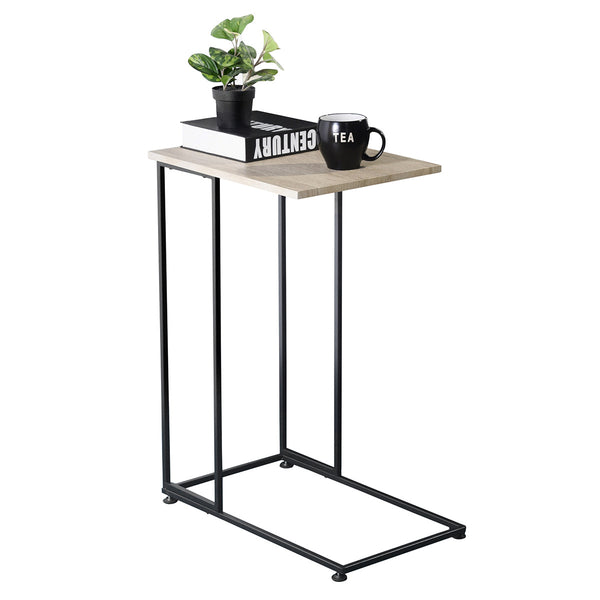 30" Black And Oak Manufactured Wood And Steel Rectangular End Table