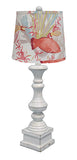 29" Antique White Candlestick Table Lamp With Sea Life Shade