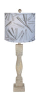 30" Graywash Taupe Candlestick Table Lamp With Gray Abstract Shade