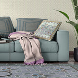 16x16 Light Green Purple Brown Bee Blown Seam Broadcloth Animal Print Throw Pillow