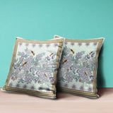 18x18 Light Green Purple Brown Bee Blown Seam Broadcloth Animal Print Throw Pillow