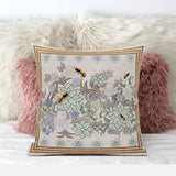 26x26 Green Brown Bee Blown Seam Broadcloth Animal Print Throw Pillow