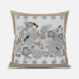 18x18 Pink Gray Bee Blown Seam Broadcloth Animal Print Throw Pillow