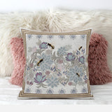 28x28 Pink Gray Elephant Blown Seam Broadcloth Animal Print Throw Pillow