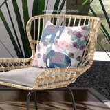 26x26 Blue Pink Gray Elephant Blown Seam Broadcloth Animal Print Throw Pillow