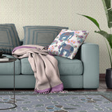 26x26 Blue Pink Gray Elephant Blown Seam Broadcloth Animal Print Throw Pillow