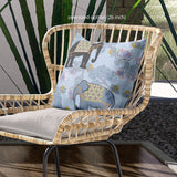 18x18 Sky Black White Elephant Blown Seam Broadcloth Animal Print Throw Pillow