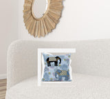 18x18 Sky Black White Elephant Blown Seam Broadcloth Animal Print Throw Pillow