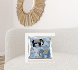 20x20 Sky Black White Elephant Blown Seam Broadcloth Animal Print Throw Pillow