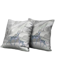 18x18 Gray Green Deer Blown Seam Broadcloth Animal Print Throw Pillow