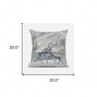 20x20 Gray Green Deer Blown Seam Broadcloth Animal Print Throw Pillow