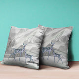 26x26 Gray Green Deer Blown Seam Broadcloth Animal Print Throw Pillow