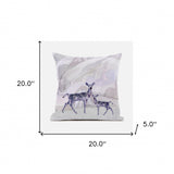 20x20 BeigeBlack Purple Brown Deer Blown Seam Broadcloth Animal Print Throw Pillow