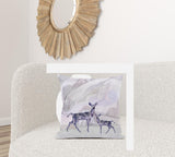 26x26 BeigeBlack Purple Brown Deer Blown Seam Broadcloth Animal Print Throw Pillow