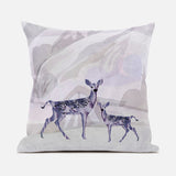 28x28 BeigeBlack Purple Brown Deer Blown Seam Broadcloth Animal Print Throw Pillow