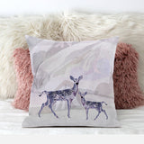 28x28 BeigeBlack Purple Brown Deer Blown Seam Broadcloth Animal Print Throw Pillow