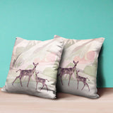 16x16 Black Pink Deer Blown Seam Broadcloth Animal Print Throw Pillow