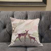 18x18 Black Pink Deer Blown Seam Broadcloth Animal Print Throw Pillow