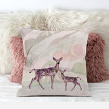 20x20 Black Pink Deer Blown Seam Broadcloth Animal Print Throw Pillow