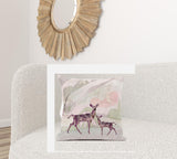 26x26 Black Pink Deer Blown Seam Broadcloth Animal Print Throw Pillow