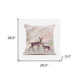 28x28 Black Pink Deer Blown Seam Broadcloth Animal Print Throw Pillow