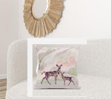 28x28 Black Pink Deer Blown Seam Broadcloth Animal Print Throw Pillow