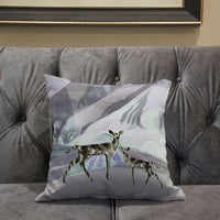 20x20 Black Purple Brown Deer Blown Seam Broadcloth Animal Print Throw Pillow