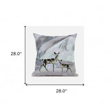 28x28 Black Purple Brown Deer Blown Seam Broadcloth Animal Print Throw Pillow