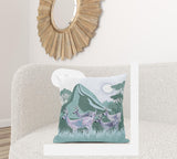 28x28 Green White Deer Blown Seam Broadcloth Animal Print Throw Pillow