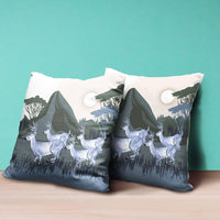 16x16 Blue Deer Blown Seam Broadcloth Animal Print Throw Pillow